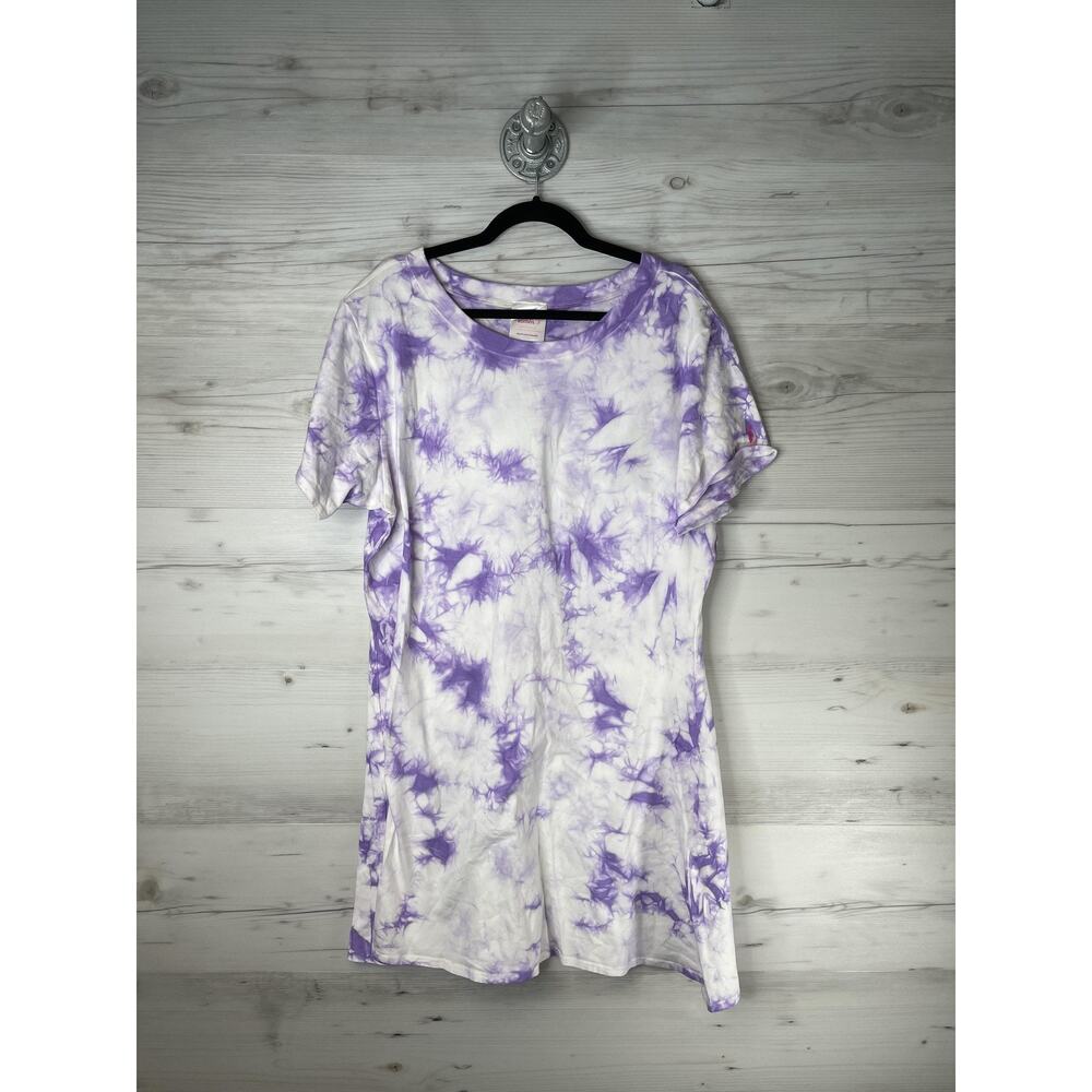 Susan G Komen Earth‎ Yoga Tunic Shirt Womens XXL Purple Tie Dye Ribbon Top